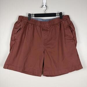 L.L. Bean Mens Dock Shorts XL Red Elastic Waist Cotton Stretch Casual Summer